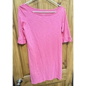 Lilly Pulitzer T Shirt Dress Womens S Pink Pima Cotton Ruffle Sleeve Boat Neck